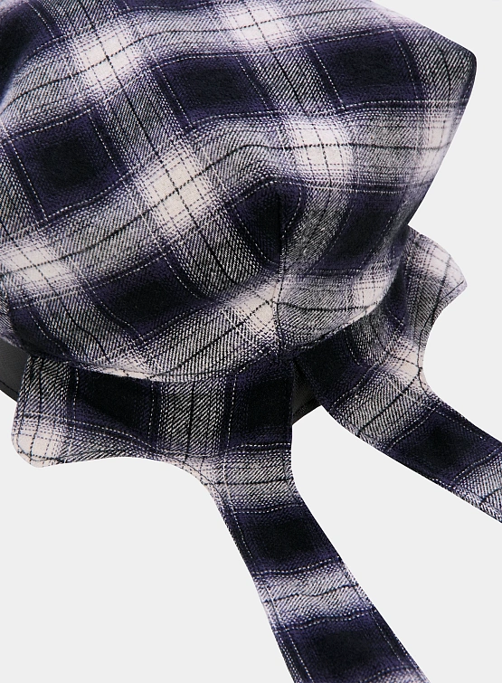 Берет JUNTAE KIM Scarf Tie Neck Beret Blue Check