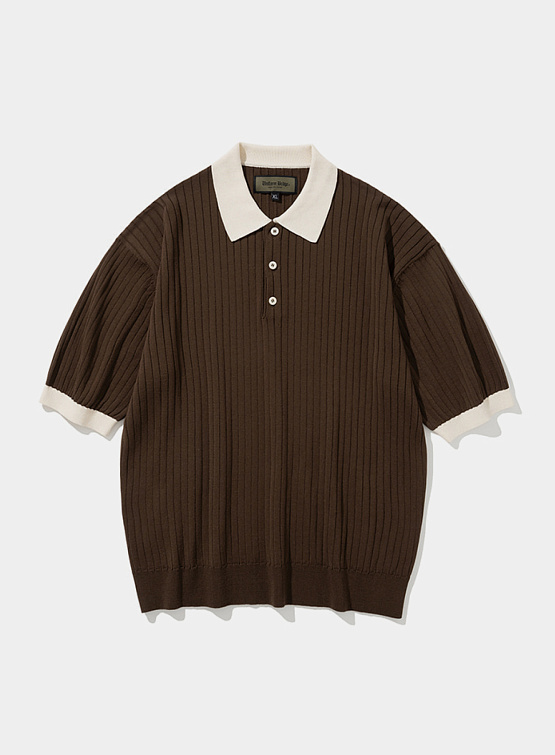 Поло Uniform Bridge Ribbed Polo S/S Knit Brown