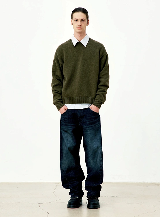 Свитер COOR Wool Cropped Crewneck Khaki