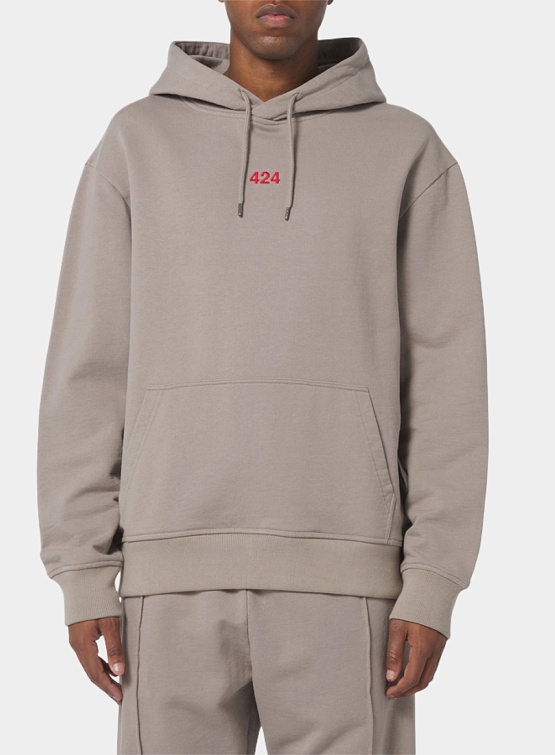 Худи 424 Logo-Embroidered Grey