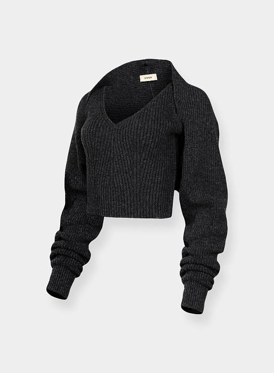 Женский свитер System Studios Draped Bolero Knit Top Black