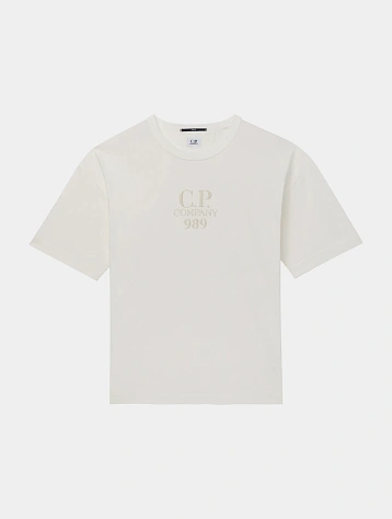 Футболка C.P. Company 20/1 Jersey Boxy Logo Gauze White