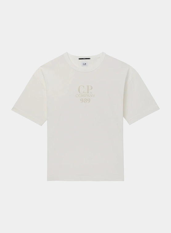 Футболка C.P. Company 20/1 Jersey Boxy Logo Gauze White