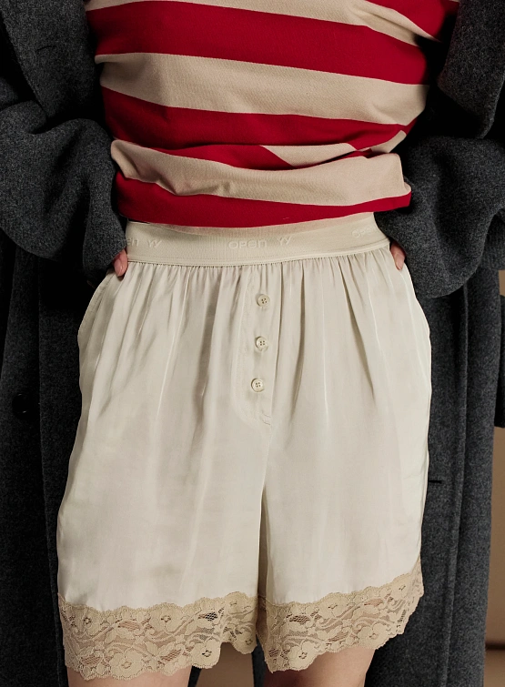 Женские шорты OPEN YY Lace Trim Lounge Light Beige