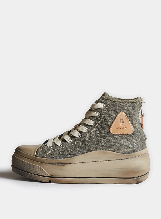 Женские Кеды R13 Kurt High Top Washed Olive