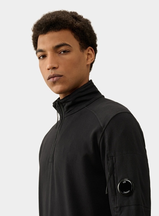 C.P. Company Light Fleece Zipped Sweatshirt Black C.P. Company Studio Slow