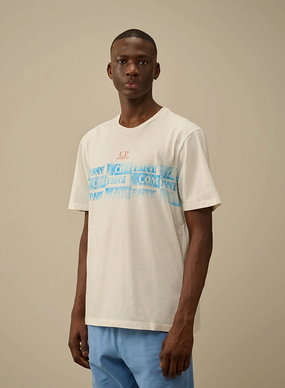 Футболка C.P. Company 24/1 Jersey Front Logo Gauze White