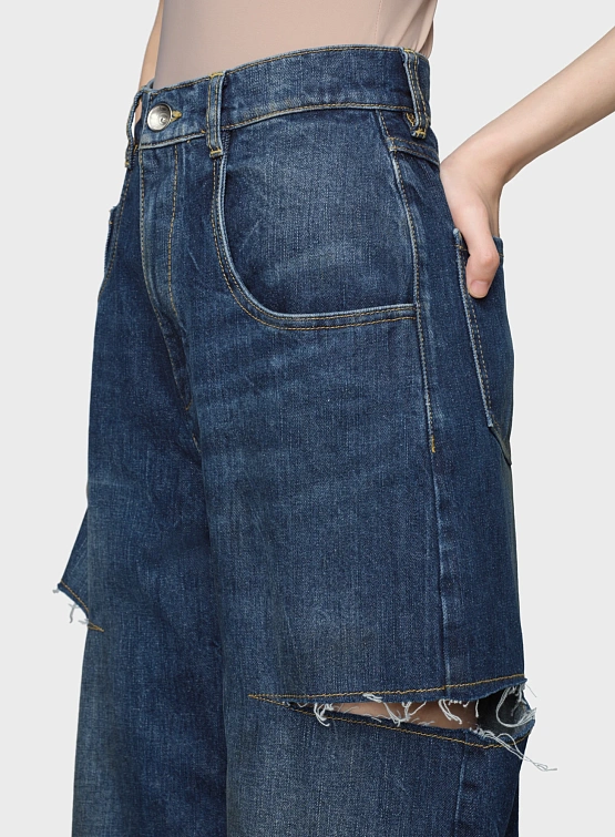 Женские джинсы Maison Margiela Cut-Out Washed Indigo