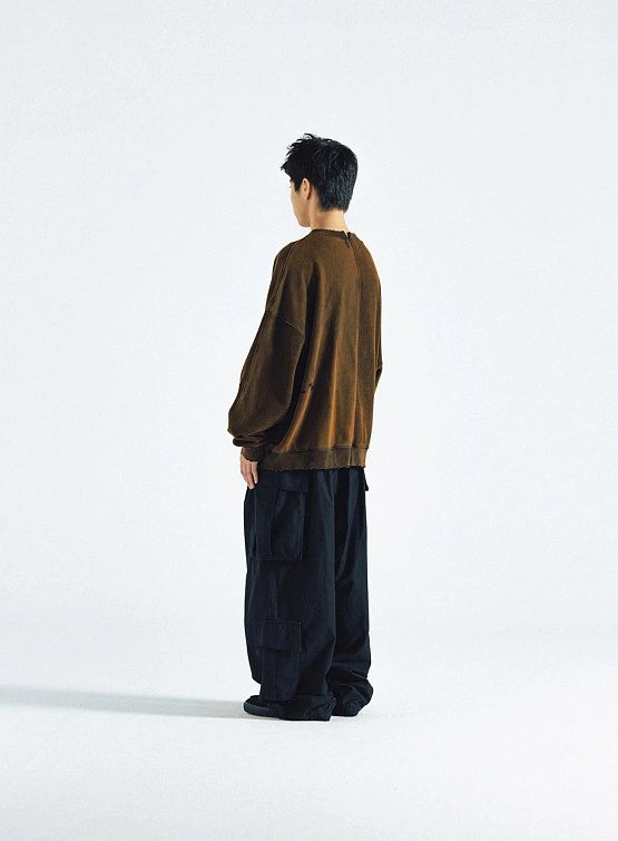 Свитшот ANGLAN Two Face Damage Logo Washed Brown