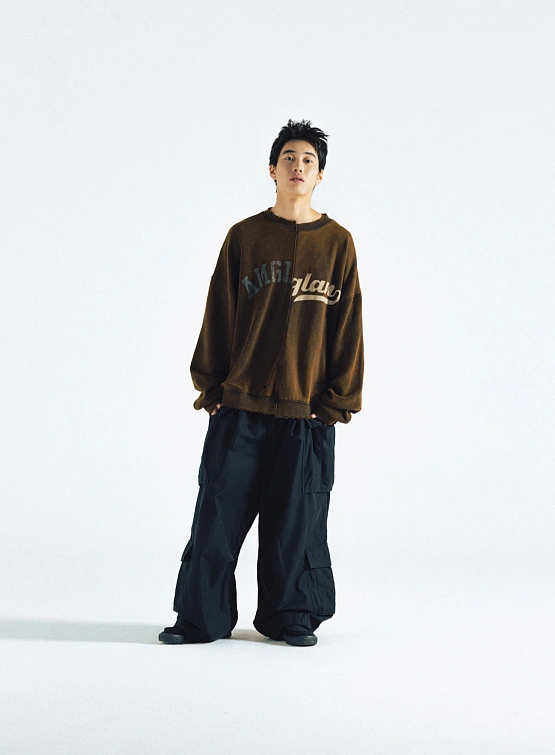 Свитшот ANGLAN Two Face Damage Logo Washed Brown