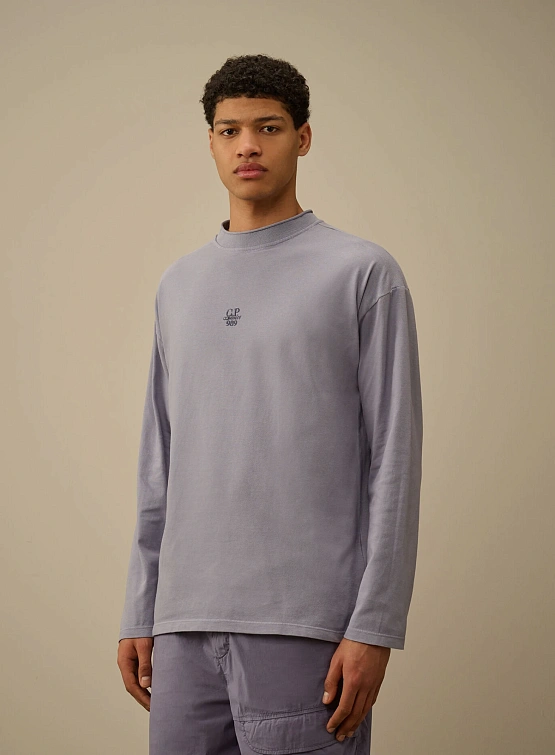 Лонгслив C.P. Company 20/1 Jersey Boxy Logo Lavander Violet