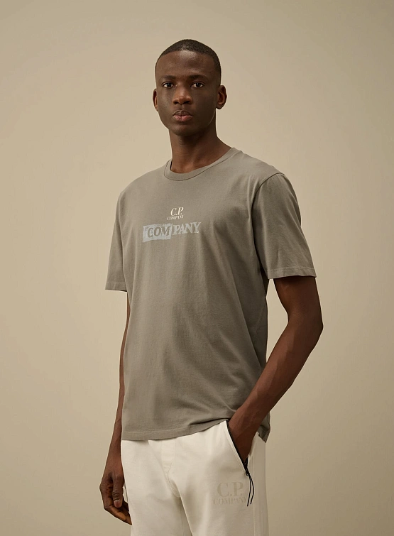 Футболка C.P. Company 24/1 Jersey Logo Smoked Pearl
