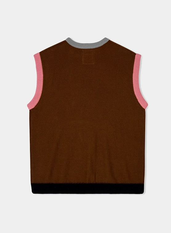 Жилет KidSuper Multi-Reverse Knit Patchwork Face Brown