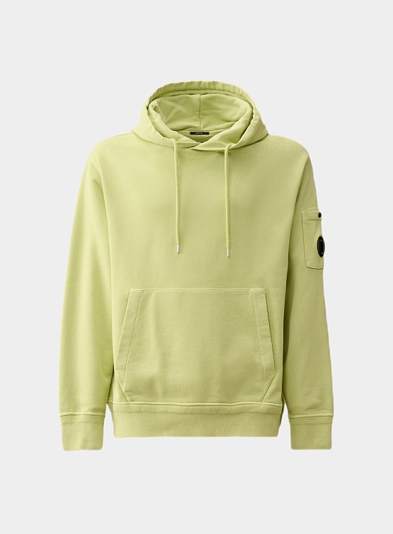 Худи C.P. Company Fleece Lens Resist Dyed White Pear