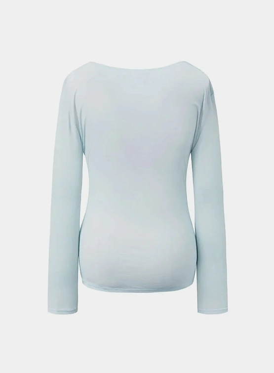 Женский лонгслив AMOMENTO Round T-Shirts Light Blue