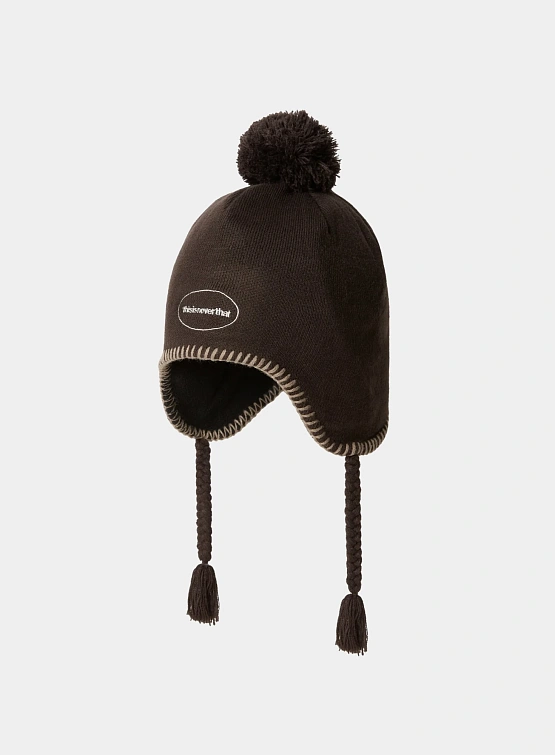 Шапка thisisneverthat Pom Earflap Beanie Brown