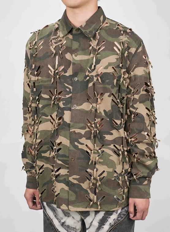 Рубашка JUNTAE KIM Laser-Slashed Camouflage