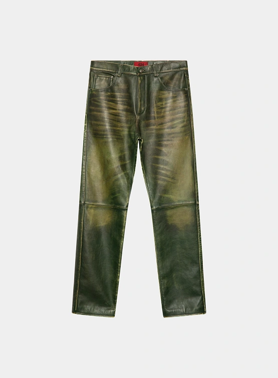 Кожаные брюки 424 Leather Rub Off Pant Green