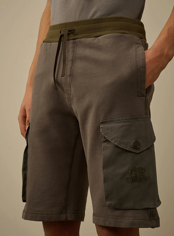 Шорты C.P. Company Diagonal Fleece Mixed Cargo Smoked Pearl