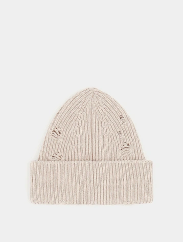 Шапка MM6 Maison Margiela Distressed Beige