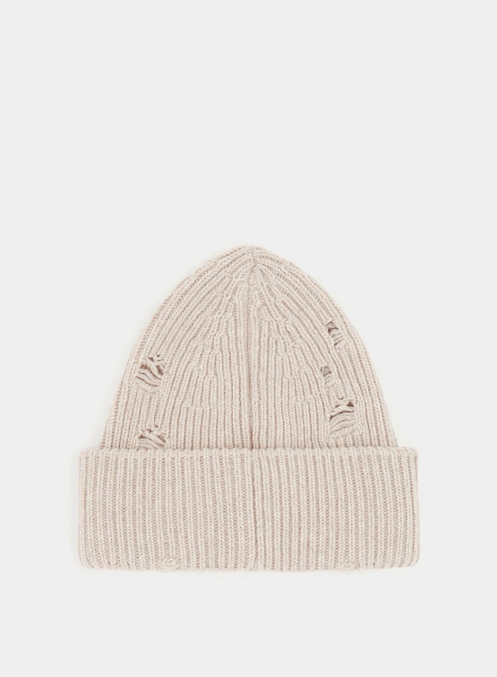 Шапка MM6 Maison Margiela Distressed Beige
