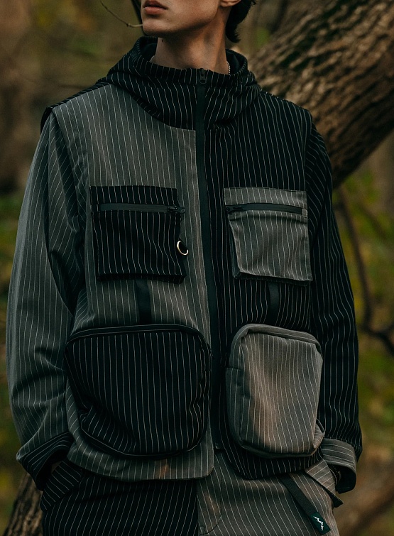 Куртка Afield Out Pintstripe Utility Jacket Black/Grey