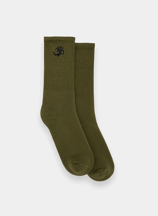 Носки MAHARISHI 1496 Om Temple Embroidered Olive/Black/White