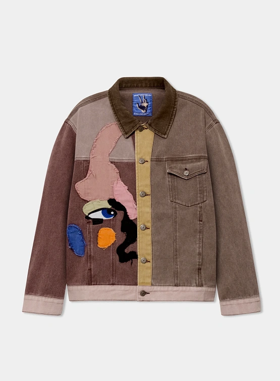 Джинсовая куртка KidSuper Patchwork Face Brown