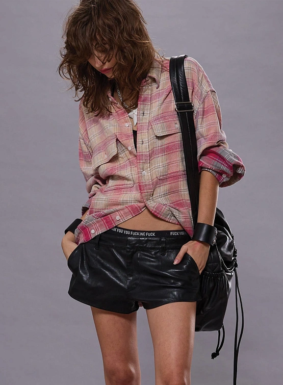 Женская рубашка R13 Relaxed Workshirt Pink Grey Plaid