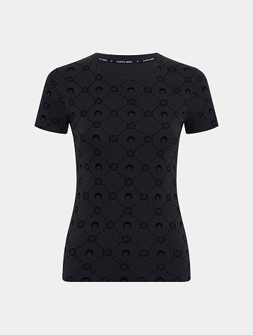 Женская футболка Marine Serre Moonogram Ribbed Baby Fit Black