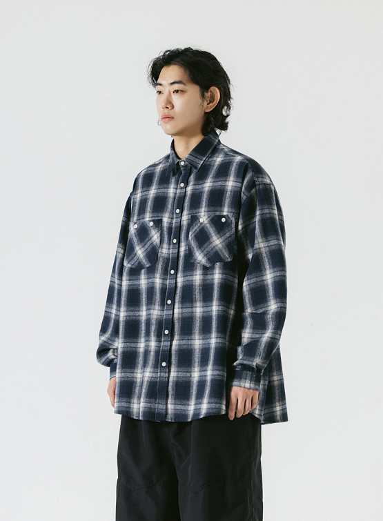 Овершот ANGLAN Ombre Check Pocket Big Shirt