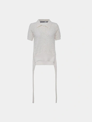 Женское поло OPEN YY Jacquard Knit White