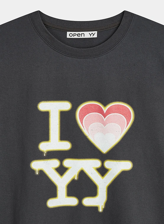 Футболка OPEN YY I Love YY Box Tee Charcoal