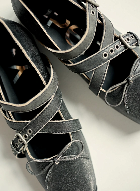 Женские Балетки OPEN YY Cross Buckle Ballet Flats Grey