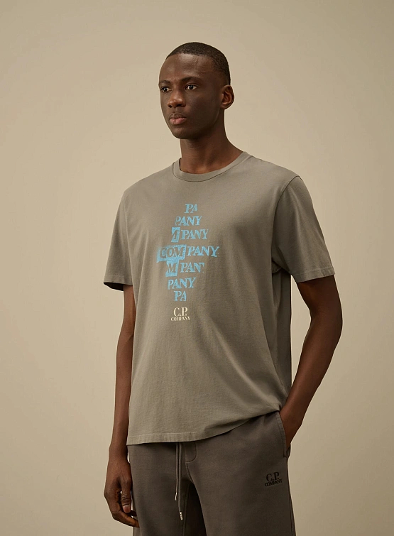 Футболка C.P. Company 24/1 Jersey Front Logo Smoked Pear