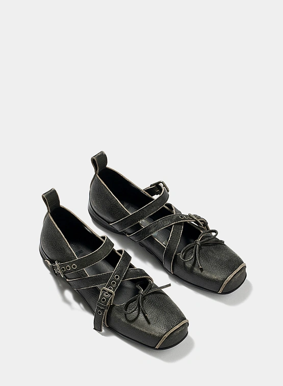 Женские Балетки OPEN YY Cross Buckle Ballet Flats Grey