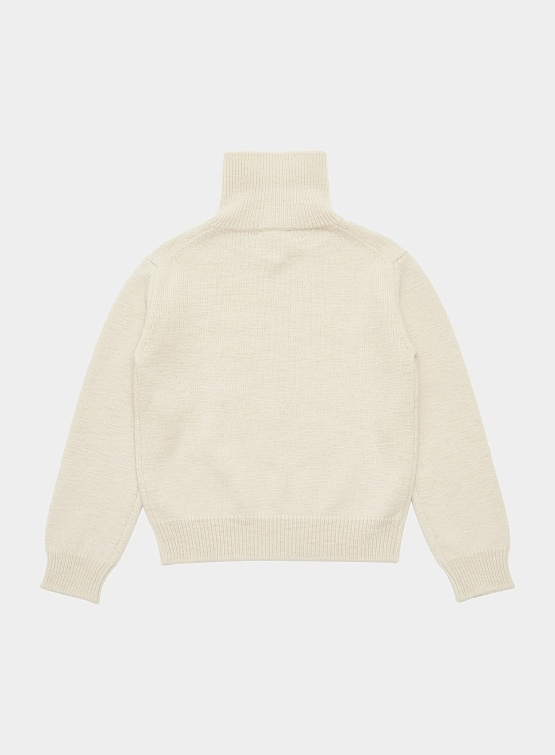 Халф-зип AMOMENTO Half Zip-Up Knit Ecru