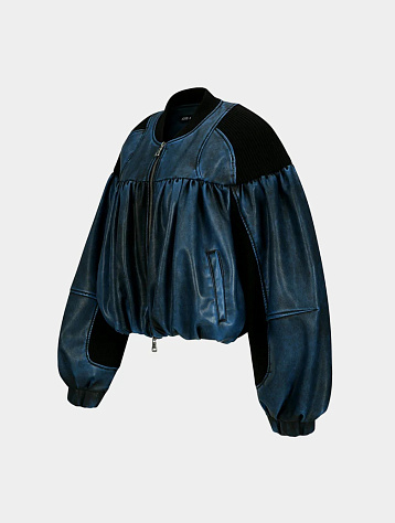 Женский бомбер Andersson Bell Shirring Faux Leather Blue