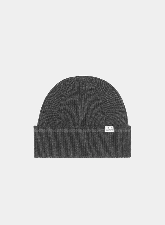 Шапка C.P. Company Logo Patch Vanise Lambswool Dark Shadow