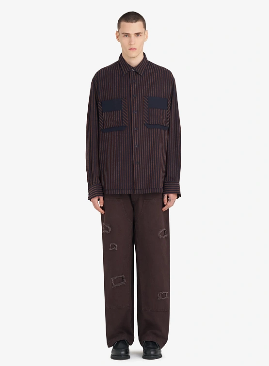 Рубашка Études Flannel Striped Navy