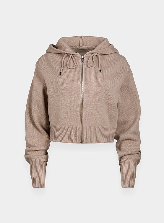 Женское зип-худи System Studios Cropped Zip-Up Hood Knit Sepia Beige