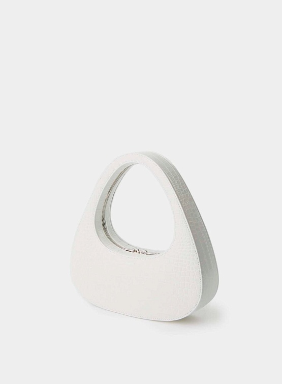 Сумка Coperni Croc-Effect Baguette Swipe Bag White