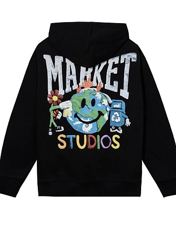 Худи MARKET Smiley Studios Hoodie Washed Black
