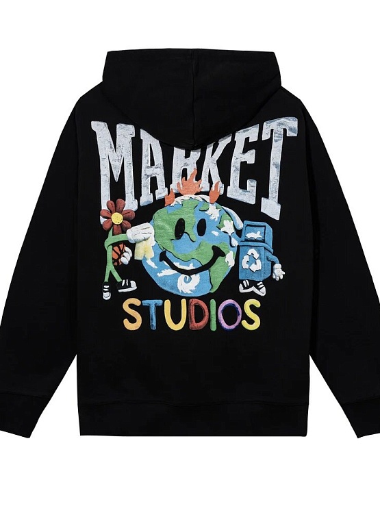 Худи MARKET Smiley Studios Hoodie Washed Black