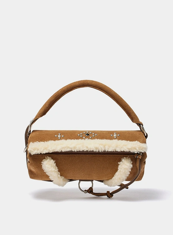 Женская сумка OPEN YY Shearling Stud Pillow Brown