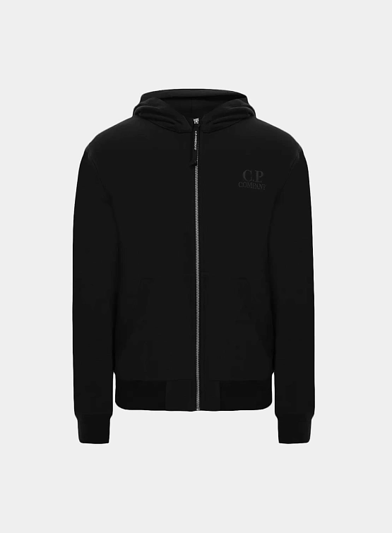 Зип-худи C.P. Company Diagonal Raised Fleece Logo Black