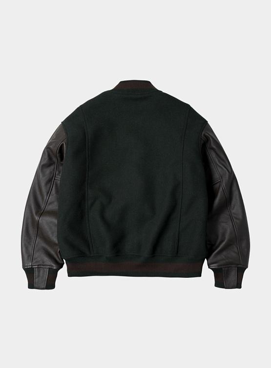 Бомбер FrizmWORKS Cowhide Leather Varsity Dark Green