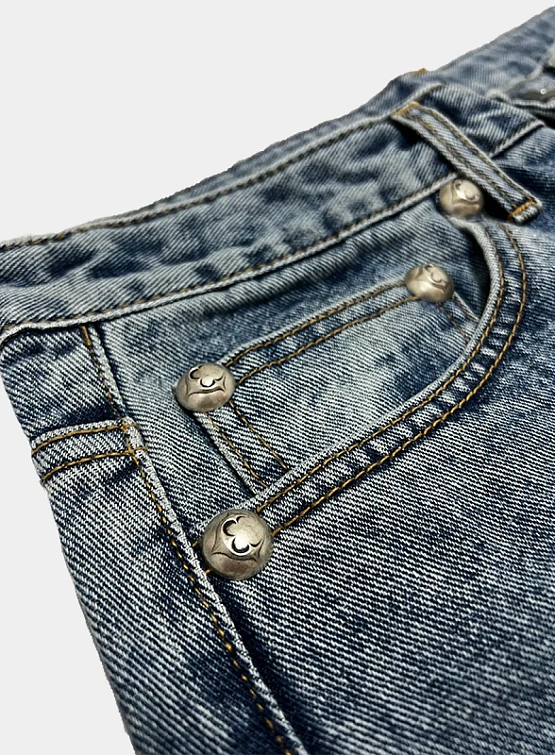 Джинсы Thug Club TC Leather Washing Denim Blue Black