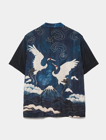 Рубашка MAHARISHI 6230 Boro Crane Camp Collar Indigo