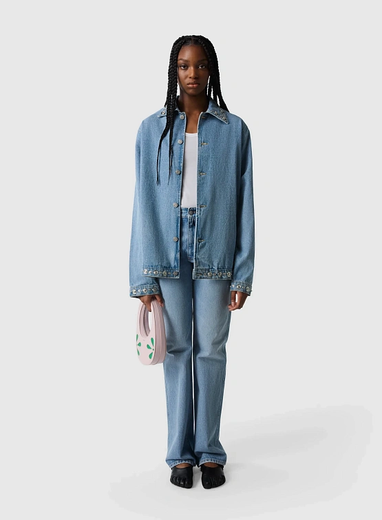 Женская Джинсовая Куртка Coperni Studded Jacket Blue